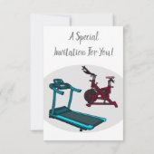 ランニングマシンとスピニングバイクの漫画イラスト 招待状 (裏面)