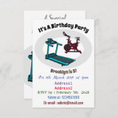 ランニングマシンとスピニングバイクの漫画イラスト 招待状 (正面/裏面)