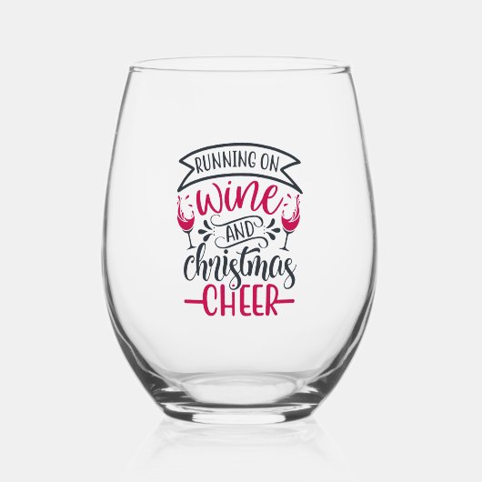 ランニングワインとクリスマス応援 ステムなしワイングラス (正面)