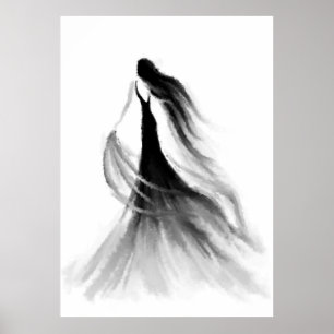 ランニング女性感情ポスター白黒絵画ズ ポスター