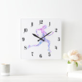 ランニング女 スクエア壁時計 (ホーム)