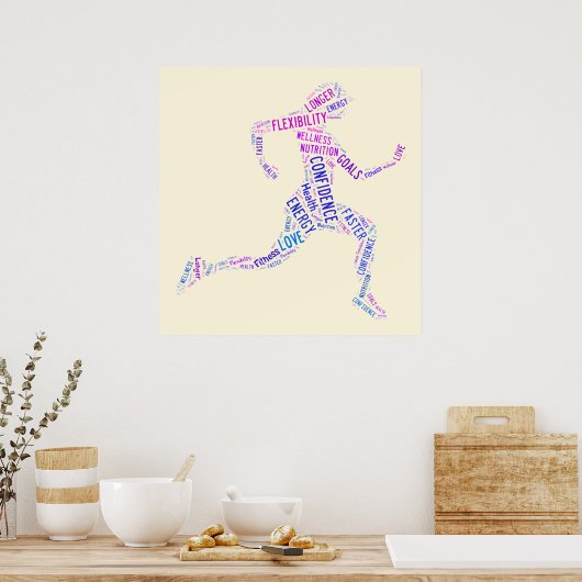 ランニング女 ポスター (キッチン)