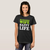 ランニング妻ハッピーランニングライフ Tシャツ (正面フル)