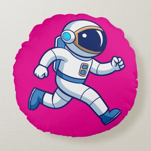 ランニング宇宙飛行士 丸い枕 ラウンドクッション (正面)