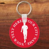 ランニング文字付きマンシルエットカスタムキーチェーン キーホルダー (正面)