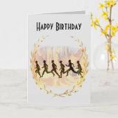 ランニング誕生日 カード (黄色い花)