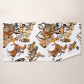 ランニング馬の継ぎ目のないパターン。アメリカのカウボーイ。  バスタオル (バスタオル)