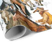 ランニング馬の継ぎ目のないパターン。アメリカのカウボーイ。 ラッピングペーパー (ロールコーナー)