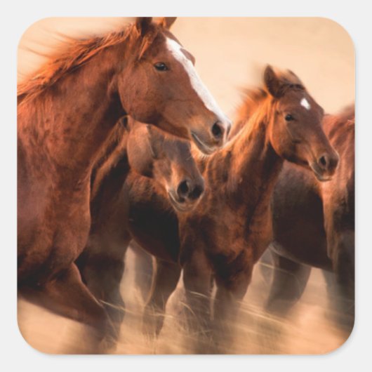 ランニング馬ぼやけと飛んでいる人 スクエアシール (正面)