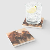 ランニング馬ぼやけと飛んでいる人 ストーンコースター (横)