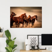 ランニング馬ぼやけと飛んでいる人 ポスター (ホームオフィス)