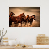 ランニング馬ぼやけと飛んでいる人 ポスター (キッチン)