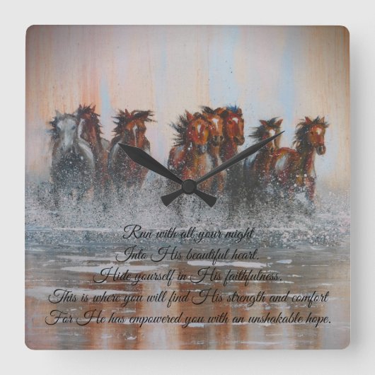 ランニング馬時計 スクエア壁時計 (正面)