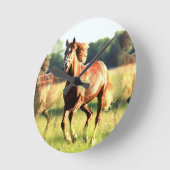 ランニング馬 ラウンド壁時計 (傾斜)