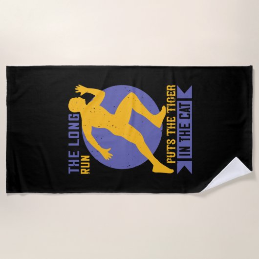 ランニング - 長距離走で猫に虎が宿る ビーチタオル (正面)