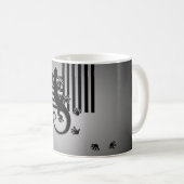 ランニングGecko – 白黒のシャイストライプン コーヒーマグカップ (正面右)