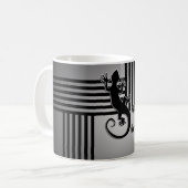 ランニングGecko – 白黒のシャイストライプン コーヒーマグカップ (正面左)