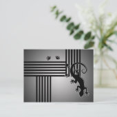 ランニングGecko – 白黒のシャイストライプン ポストカード (スタンド正面)