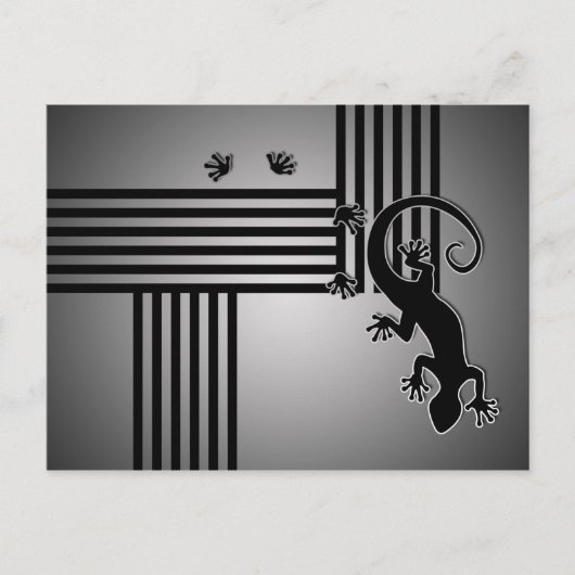 ランニングGecko – 白黒のシャイストライプン ポストカード (正面)
