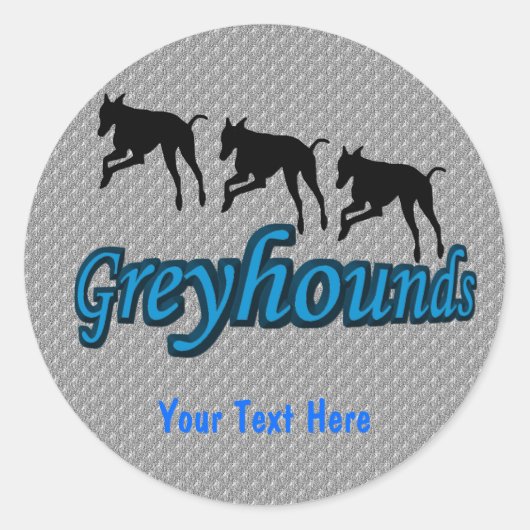 ランニングGreyhoundシルエット犬ステッカー ラウンドシール (正面)