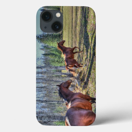 ランニングHorse Herd & Ranch Pastureの写真ウマ科の(Hose Herd & Case-Mate iPhoneケース (裏面)