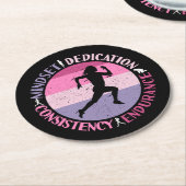 ランニングMindset – ランナ耐久ガーリー引用文 ラウンドペーパーコースター (アングル)