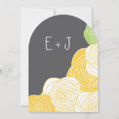 ランヌカルスバラグリーンイエローグレーダイカット結婚ズ 招待状 (裏面)