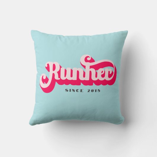 ランハー走レトロピンクはっきりしたフォントやる気を起こさせる クッション (裏面)