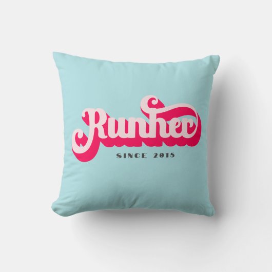 ランハー走レトロピンクはっきりしたフォントやる気を起こさせる クッション (正面)