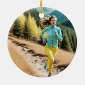 ランハー走レトロピンクはっきりしたフォントやる気を起こさせる セラミックオーナメント (裏面)