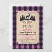 ランバージャックアニーエイジ誕生日ピンクフランネル招待状 招待状 (正面)