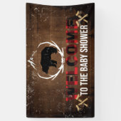 ランバージャックウェルカムベビーシャワーウッドプレイド 横断幕 (縦)