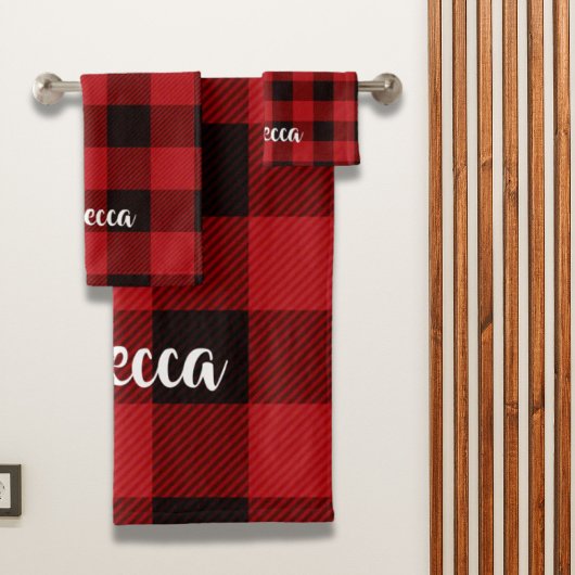 ランバージャックカントリークリスマスレッドバッファロープレイド バスタオルセット