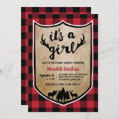 ランバージャックガールベビーシャワー 招待状 (正面/裏面)