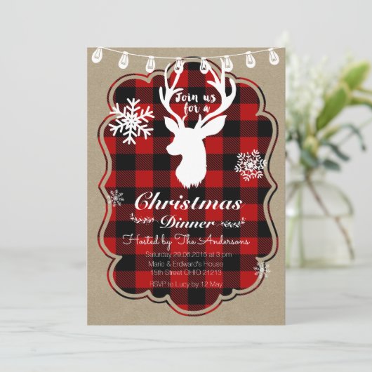 ランバージャッククリスマスディナーパーティの招待状 招待状 (スタンド正面)