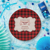 ランバージャッククリスマスパーティーレッドバッファローウッド ペーパープレート (パーティー)