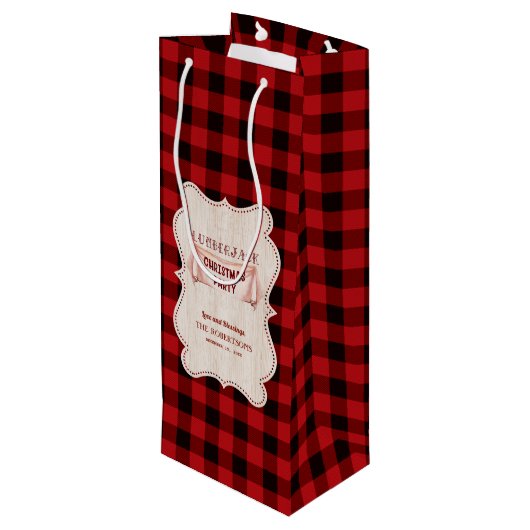 ランバージャッククリスマスパーティーレッドバッファローウッド ワインギフトバッグ (裏面アングル)