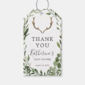 ランバージャックディアアントラーベビーシャワーメッセージカード ギフトタグ (正面)