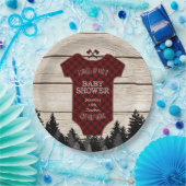 ランバージャックバッファロベビースーツウッドベビーシャワー ペーパープレート (パーティー)