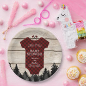 ランバージャックバッファロベビースーツウッドベビーシャワー ペーパープレート (パーティー)