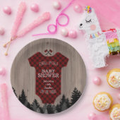 ランバージャックバッファロベビースーツバーンベイビーシャワー ペーパープレート (パーティー)