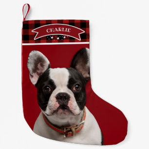 ランバージャックバッファローデザインのカスタムフォトペット犬 スモールクリスマスストッキング