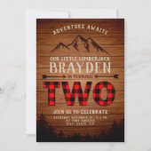 ランバージャックバッファロープレイドセカンド誕生日 招待状 (正面)