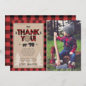 ランバージャックバッファロープレイド誕生日サンキューカード サンキューカード (正面/裏面)