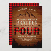 ランバージャックバッファロープレイド4誕生日 招待状 (正面/裏面)