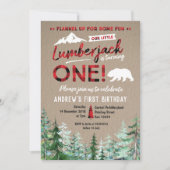 ランバージャックファースト誕生日ウッドランド招待状 招待状 (正面)