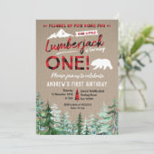 ランバージャックファースト誕生日ウッドランド招待状 招待状 (スタンド正面)
