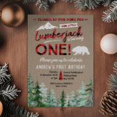 ランバージャックファースト誕生日ウッドランド招待状 招待状