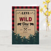 ランバージャックファースト誕生日ワイルドワン招待状 カード (黄色い花)