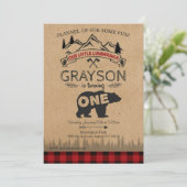 ランバージャックファースト誕生日招待状-ベア 招待状 (スタンド正面)